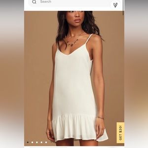 Lulus ruffled shift dress white